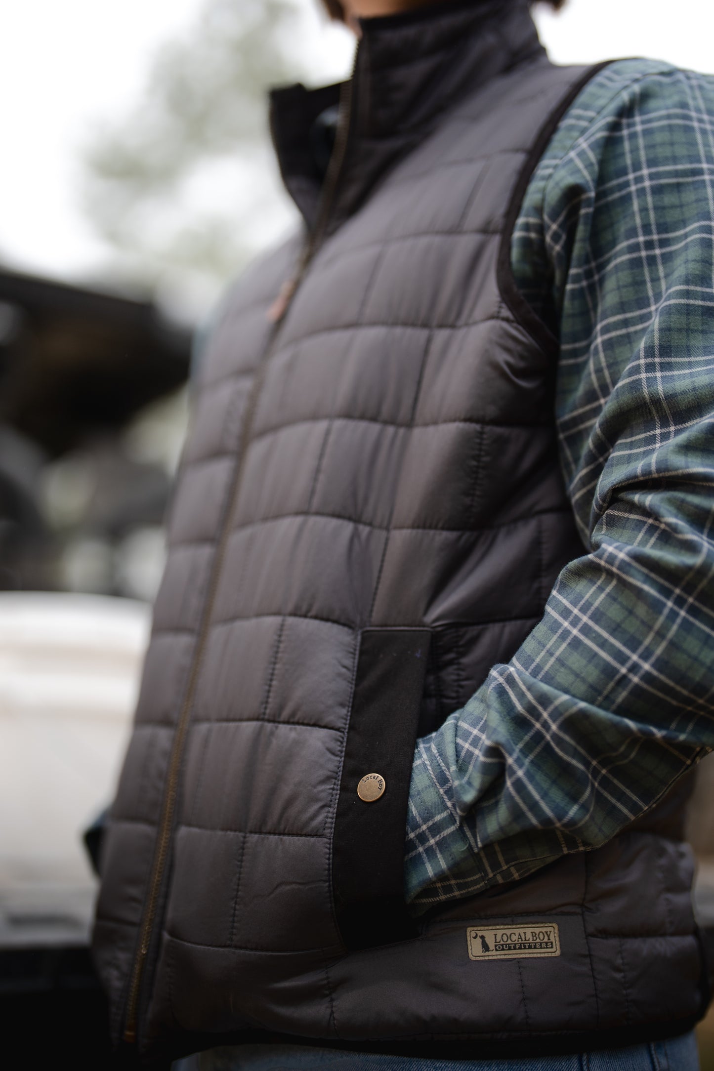 Brick Quilted Vest - Coffee