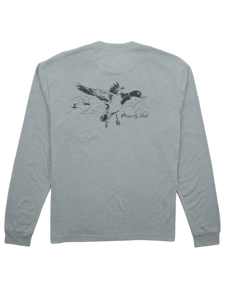 Flying Mallard Long Sleeve Tee - Grey