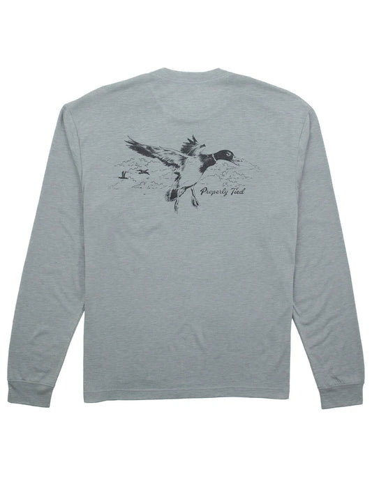 Flying Mallard Long Sleeve Tee - Grey