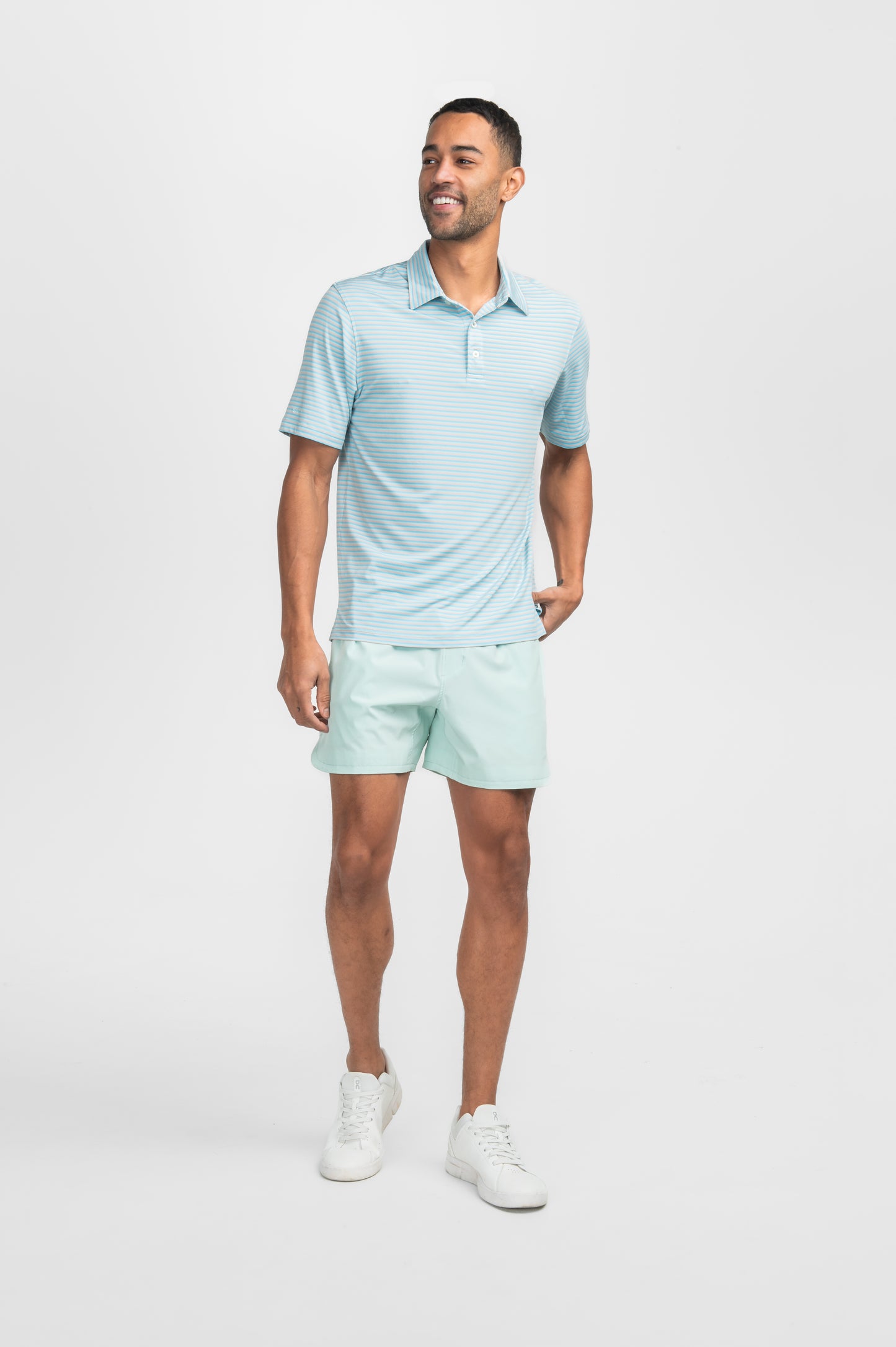 Bluffton Stripe Polo - Aqua Splash