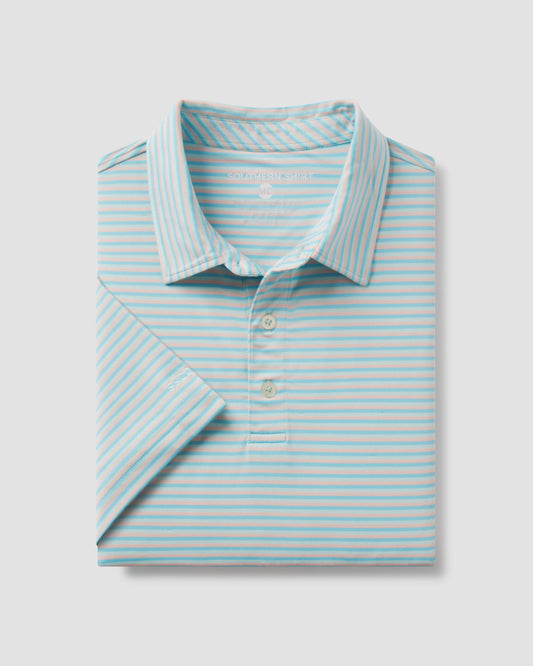 Bluffton Stripe Polo - Aqua Splash