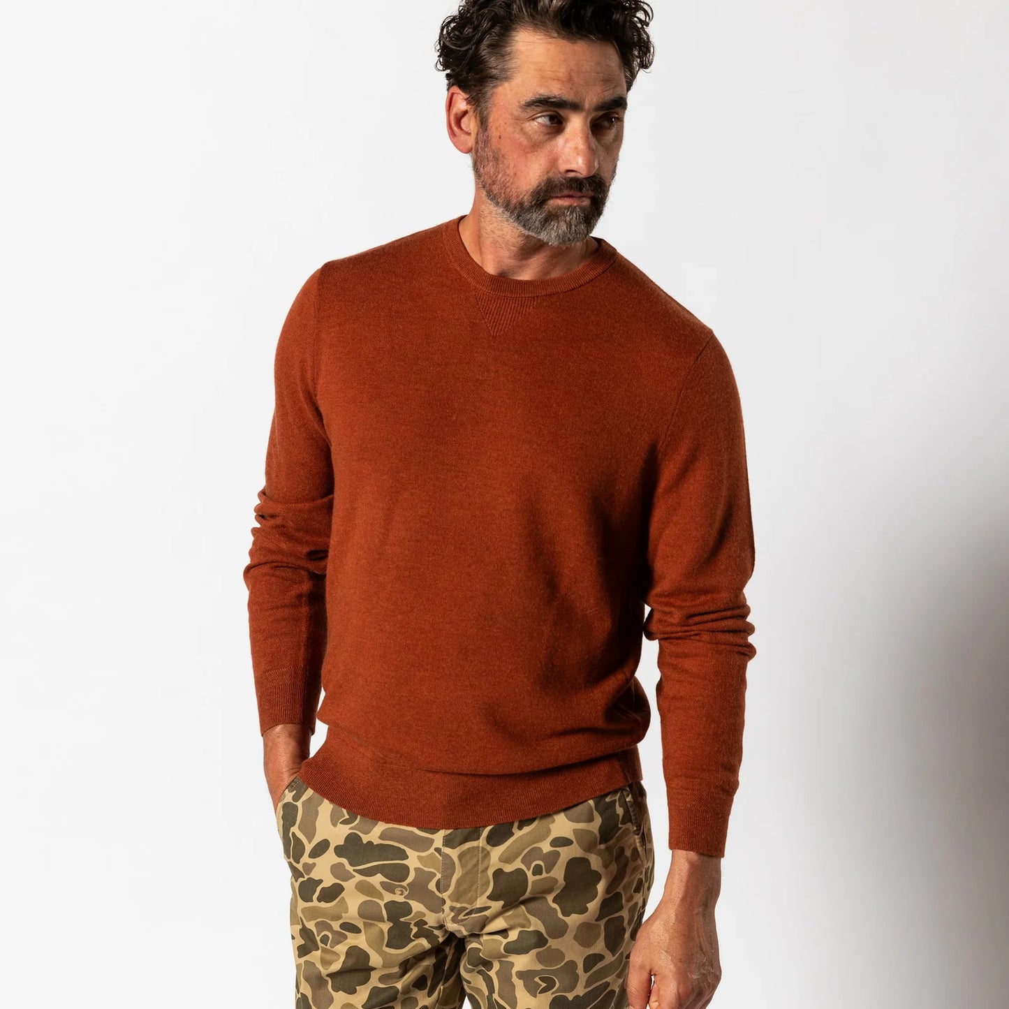 Henson Merino Crewneck Sweater - Burnt Brick