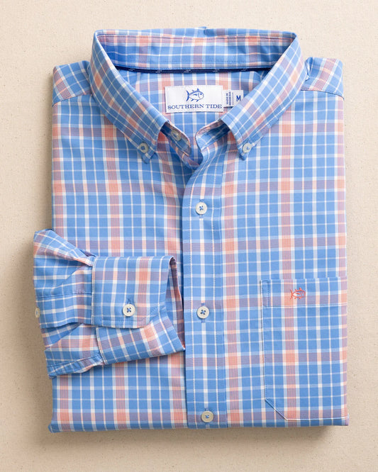 Beckenham Plaid Long Sleeve Sport Shirt - Boat Blue