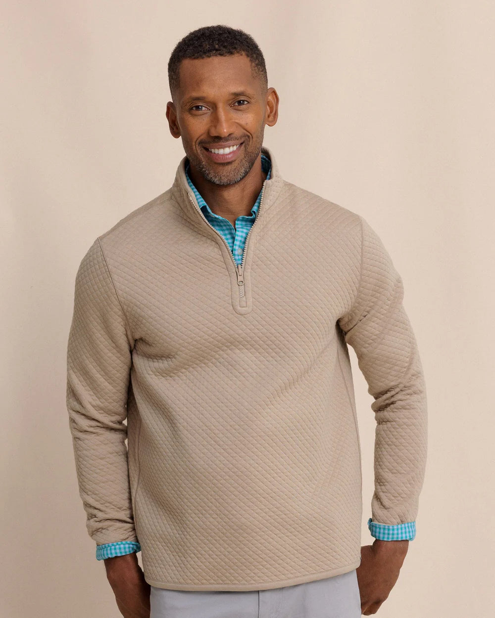 Oak Island Reversible Quarter Zip - Khaki