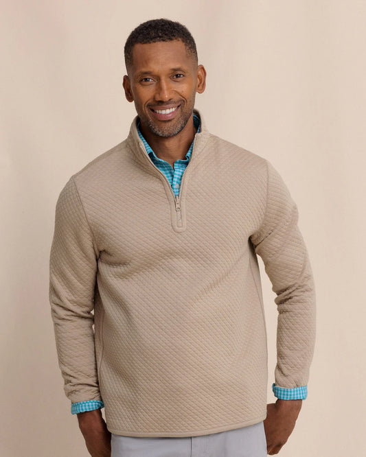 Oak Island Reversible Quarter Zip - Khaki